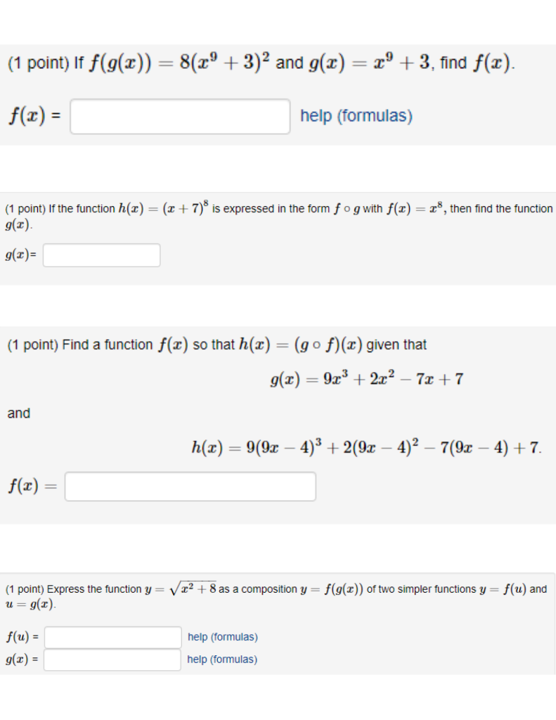 Solved 1 Point If F G X 8 2 3 2 And G X X Chegg Com