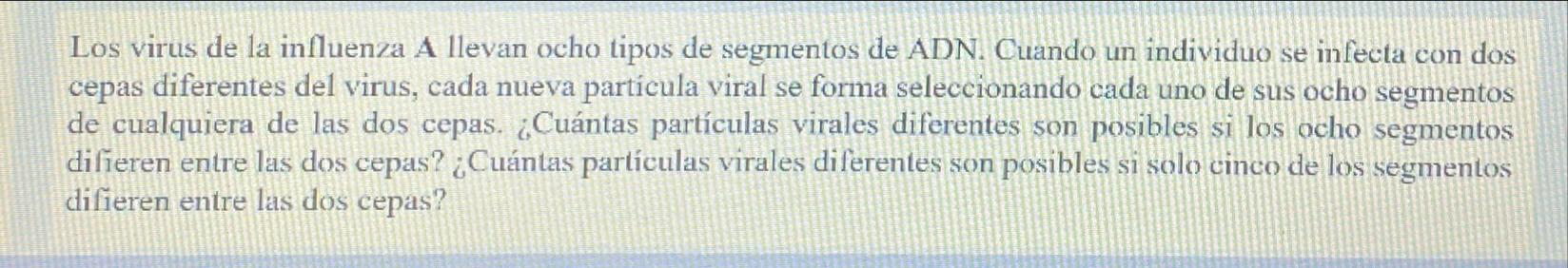 Los virus de la influenza A llevan ocho tipos de segmentos de ADN. Cuando un individuo se infecta con dos cepas diferentes de