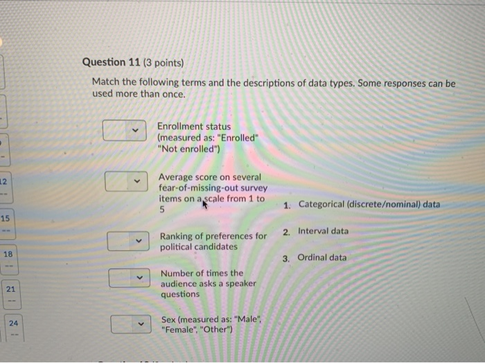 Solved Question 11 (3 points) Match the following terms and | Chegg.com