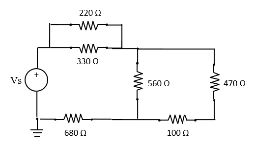 Solved 220 Ω - W 330 Ω Vs ΑΛΛΗ 560 Ω ΛΑ- 470 Ω ΛΑ, 680 Ω 100 | Chegg.com