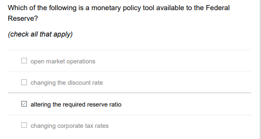 Solved Which of the following is a monetary policy tool | Chegg.com