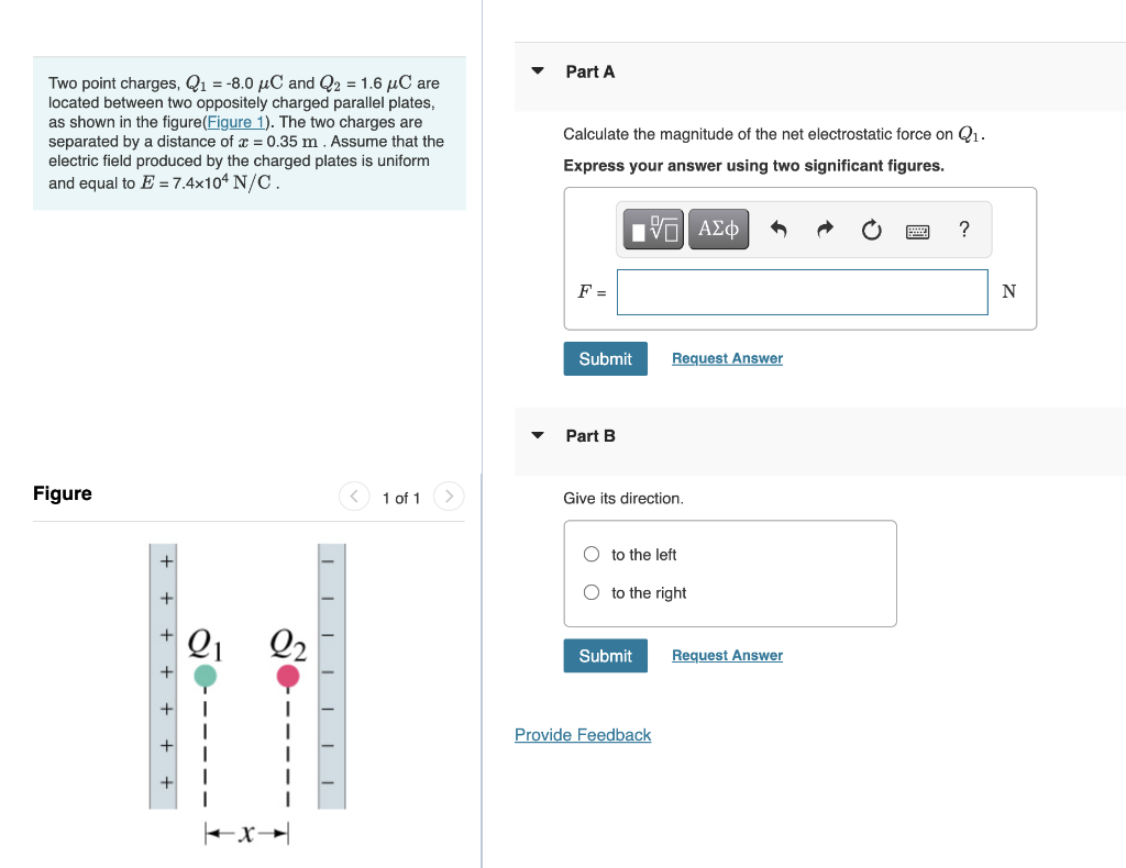 Solved Two Point Charges Q1−80μc And Q216μc Are Part A 7367