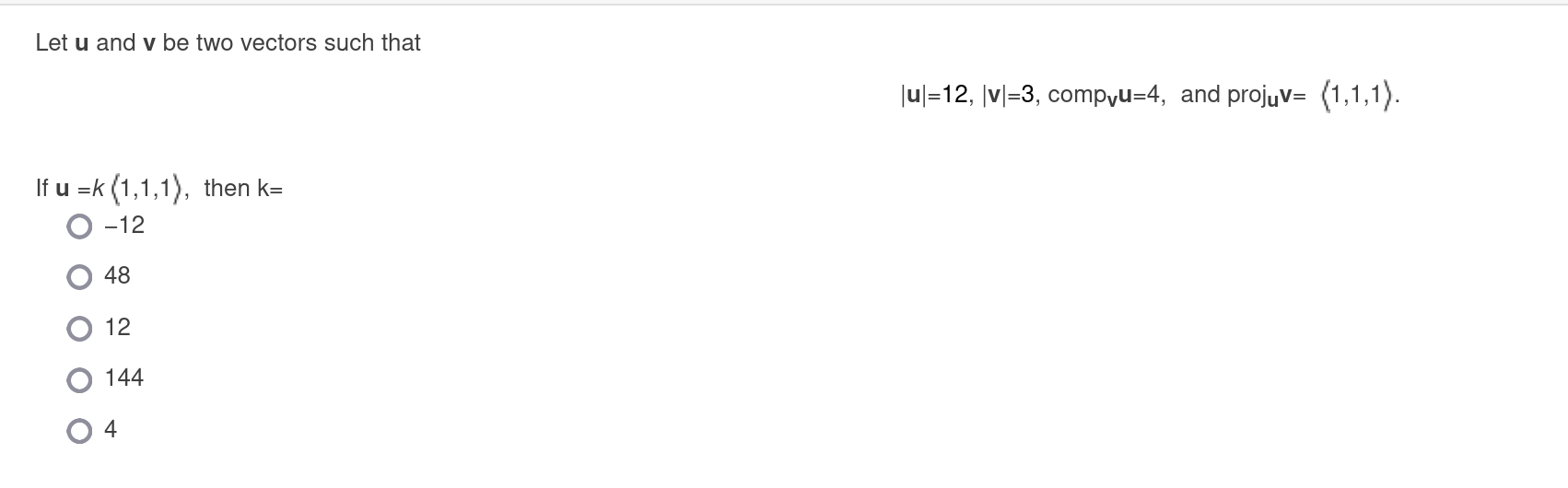 Solved Let U And V Be Two Vectors Such That If U K 111 6609