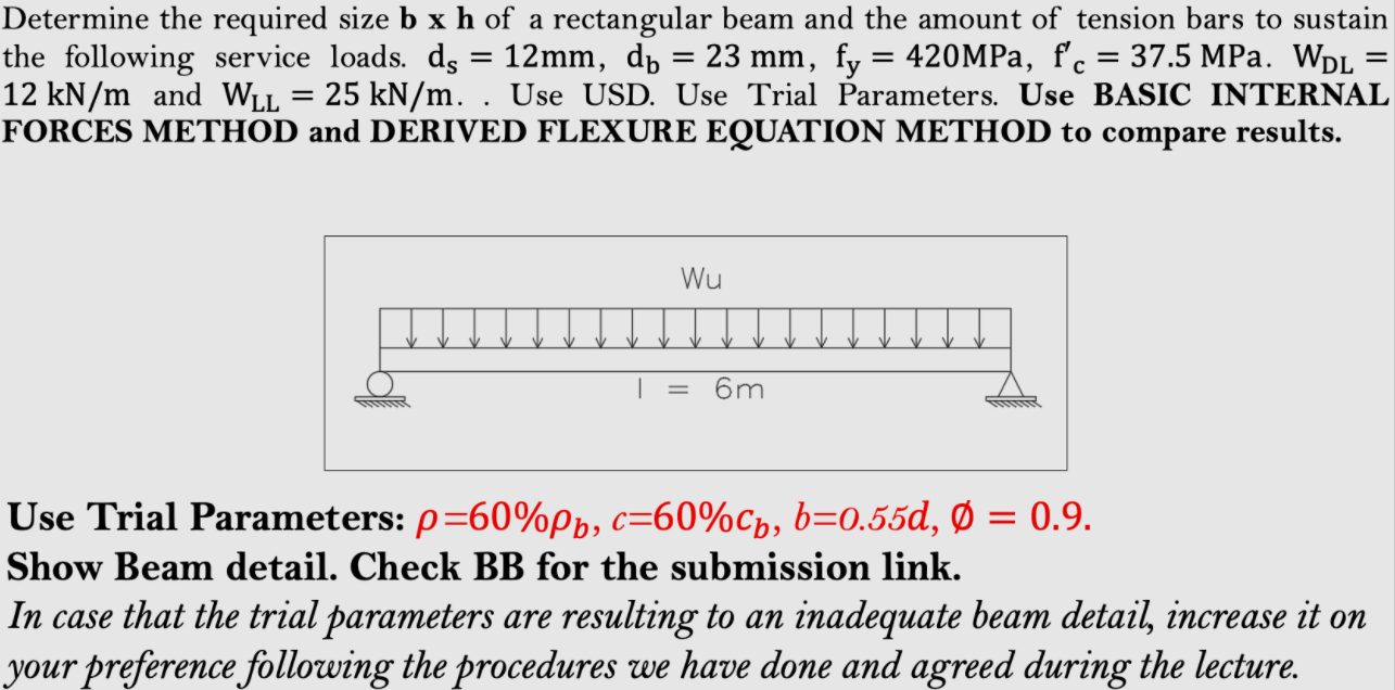 Solved = = Determine the required size b x h of a | Chegg.com