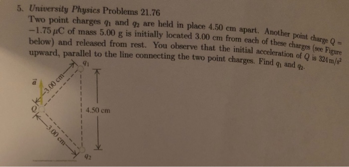 Solved 5. University Physics Problems 21.76 Two point | Chegg.com