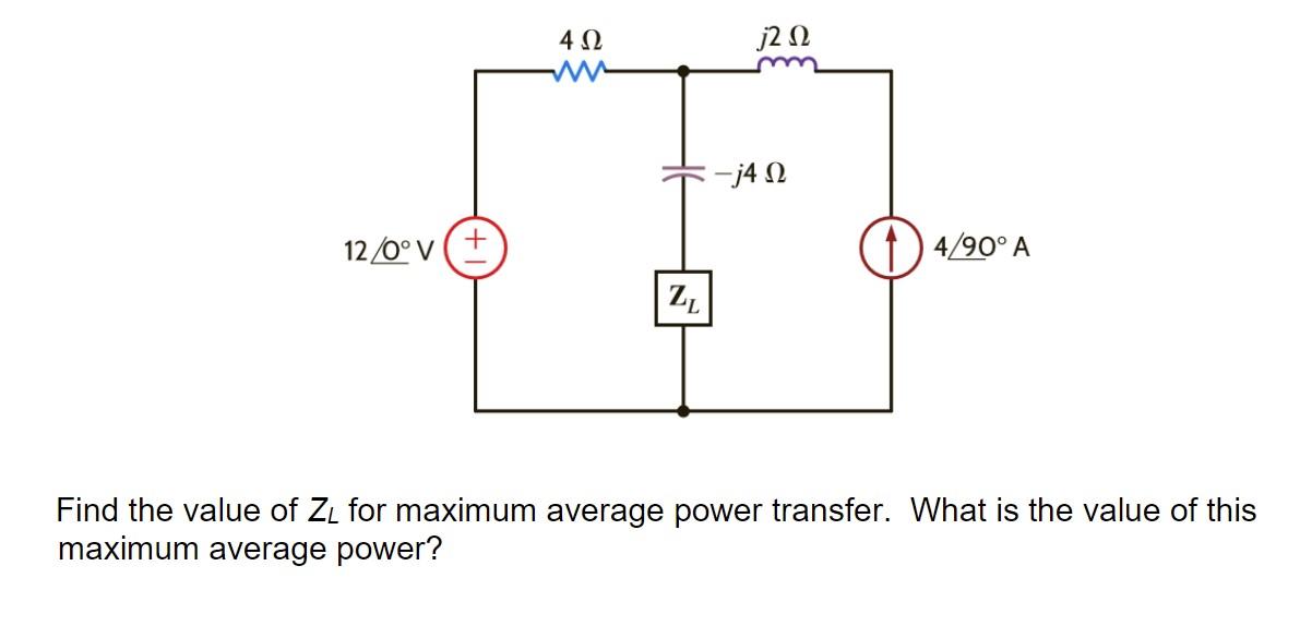 Solved Find the value of ZL for maximum average power | Chegg.com