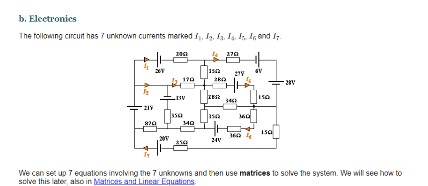 Solved B. Electronics The Following Circuit Has 7 Unknown | Chegg.com