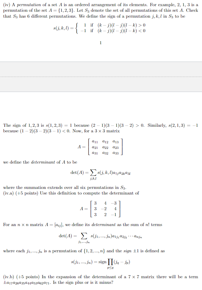 Solved (iv) A permutation of a set A is an ordered | Chegg.com