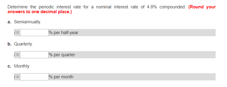 Solved Determine The Periodic Interest Rate For A Nominal Chegg