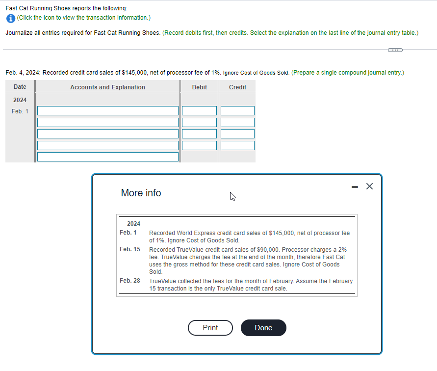 Solved Fast Cat Running Shoes reports the following (Click
