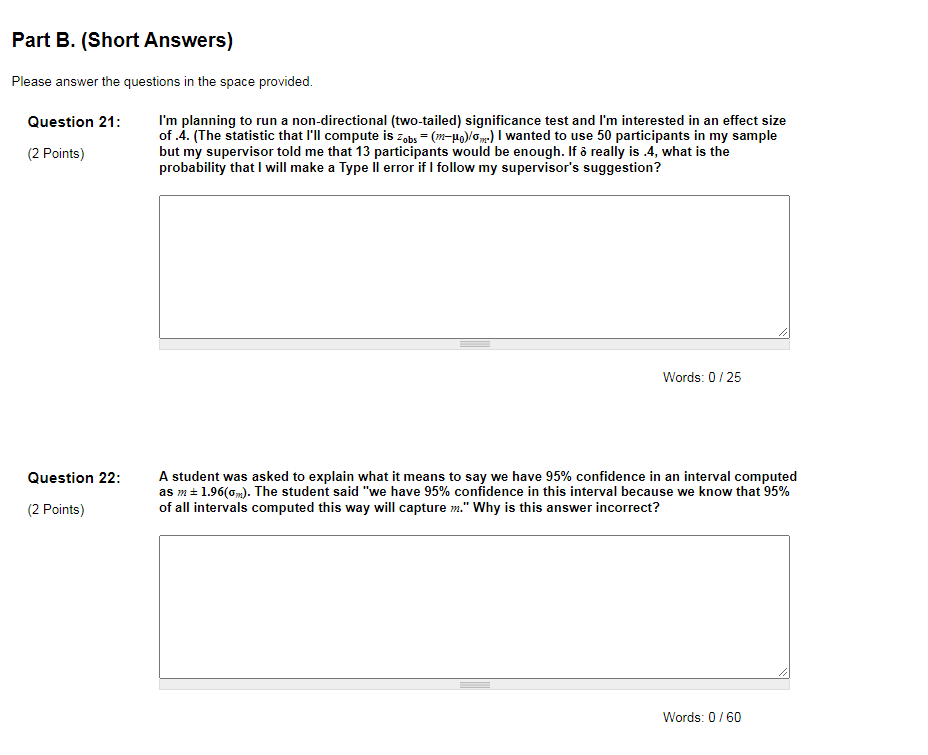 Solved Part B. (Short Answers) Please answer the questions | Chegg.com