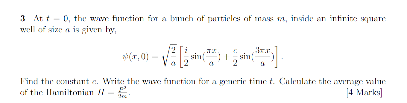 Solved 3 At t=0, the wave function for a bunch of particles | Chegg.com