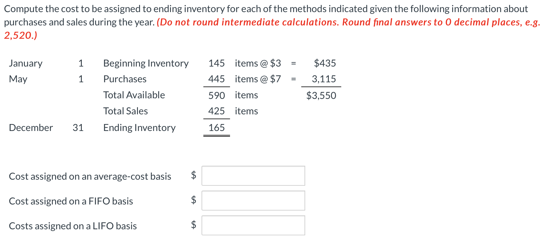 Solved Compute The Cost To Be Assigned To Ending Inventory | Chegg.com