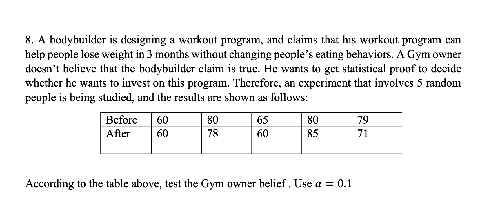 Solved A Bodybuilder Is Designing A Workout Program And Chegg Com