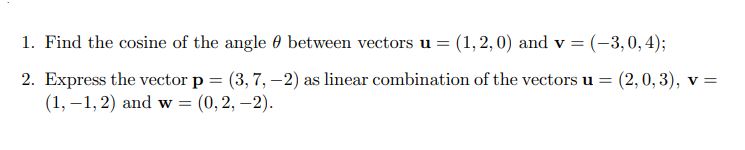 Solved Find the cosine of the angle θ ﻿between vectors | Chegg.com