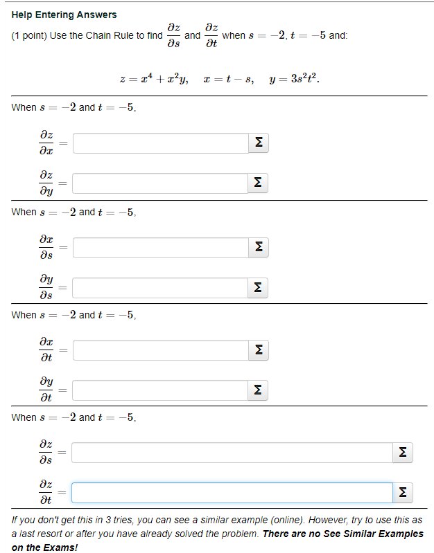 Solved 1 Point Use The Chain Rule To Find ∂s∂z And ∂t∂z