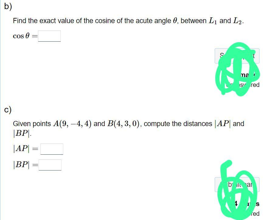 Solved Suppose The Straight Lines L1 And L2 Have Respective 9869