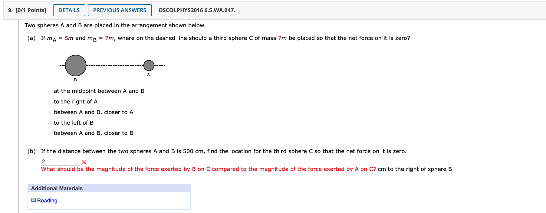 Solved 8 [ 1 Points Details Oscolphys2016 6 3 Wa 038 A