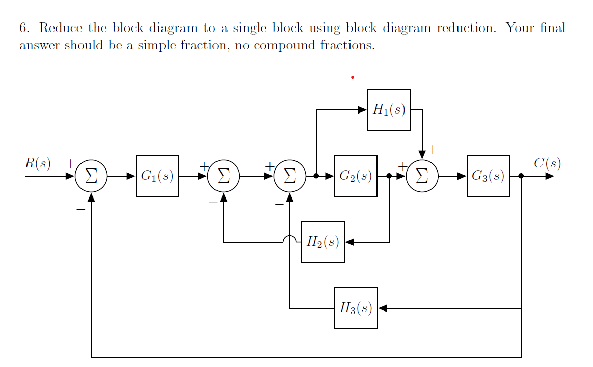 Solved 6. Reduce the block diagram to a single block using | Chegg.com