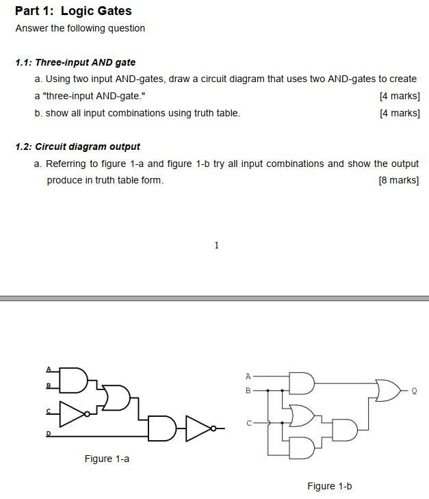 Solved Part 1 Logic Gates Answer the following question