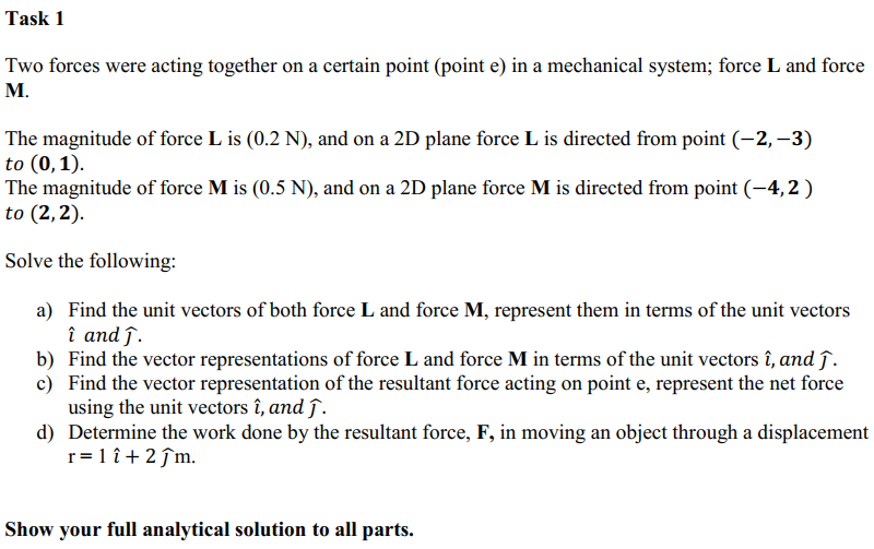 Solved Task 1 Two forces were acting together on a certain | Chegg.com