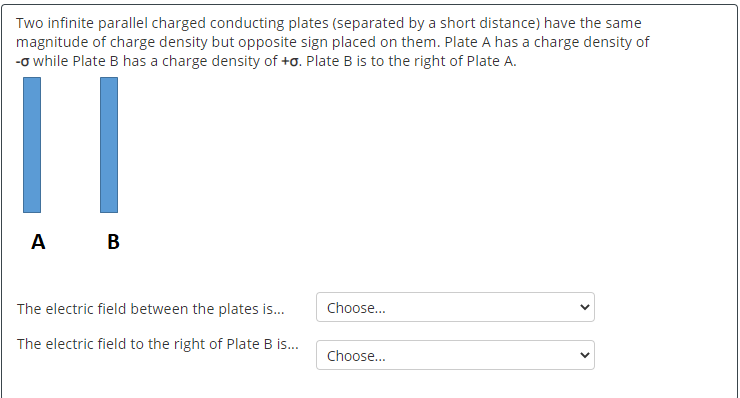 Solved Two infinite parallel charged conducting plates | Chegg.com
