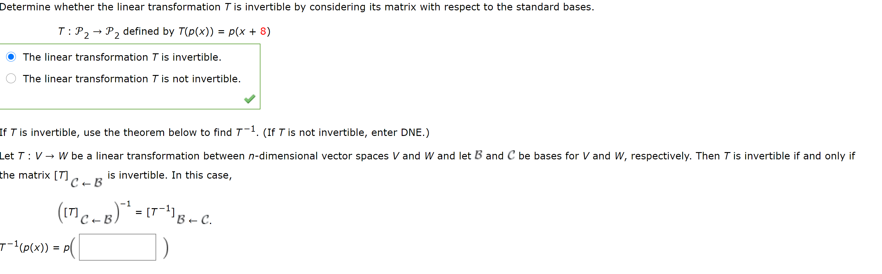 Solved Determine whether the linear transformation T is | Chegg.com