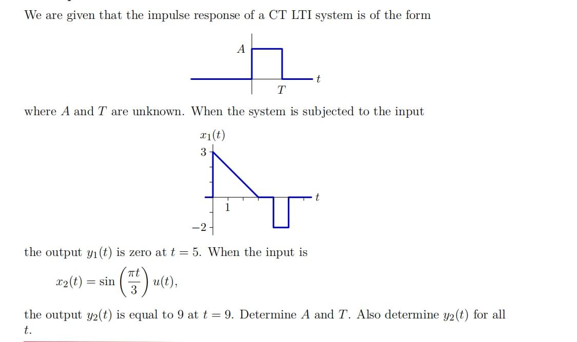 Solved We are given that the impulse response of a CT LTI | Chegg.com