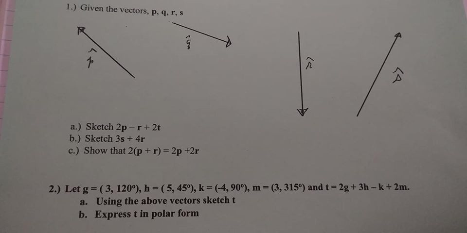 Solved 1 Given The Vectors P Q R S A Sketch 2p R Chegg Com