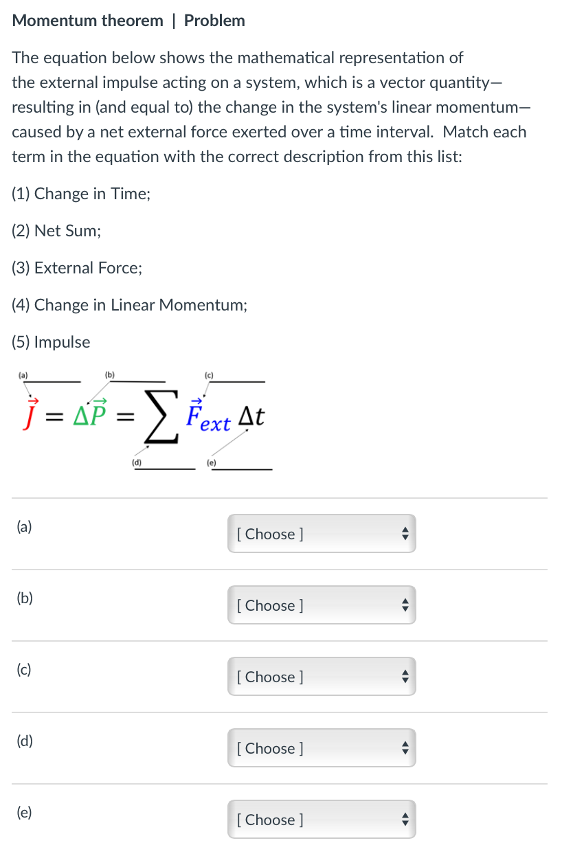 Solved Momentum Theorem | Problem The Equation Below Shows | Chegg.com