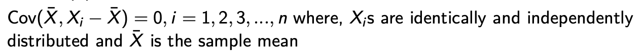 Solved Cov(Xˉ,Xi−Xˉ)=0,i=1,2,3,…,n where, Xi s are | Chegg.com