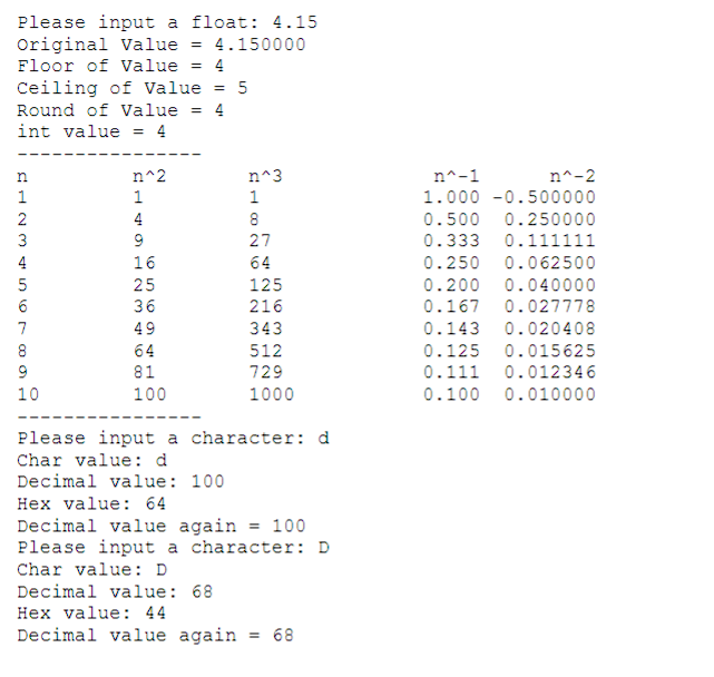 Solved Please do it in C code and the output is supposed to | Chegg.com