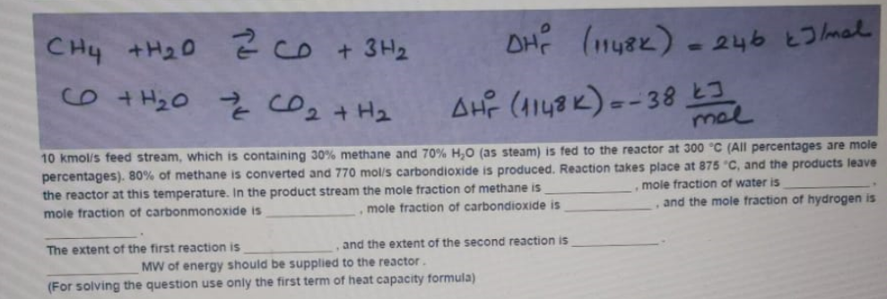 Solved ہے + 3H₂ CH4 +H2O Ĉ co co + H₂O + CO2 + H2 DHE | Chegg.com