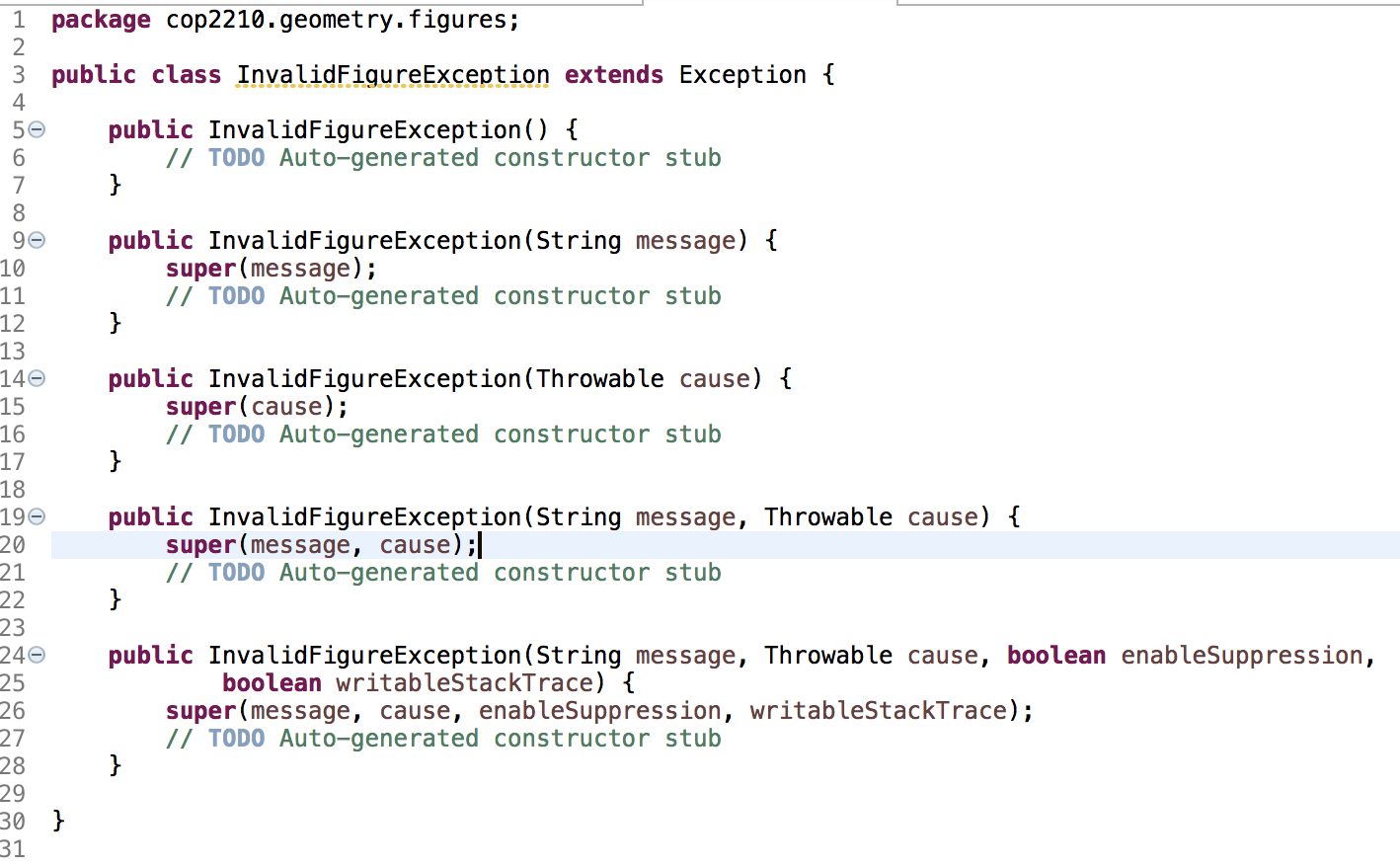 Solved 9. Create a new class named InvalidFigureException, | Chegg.com