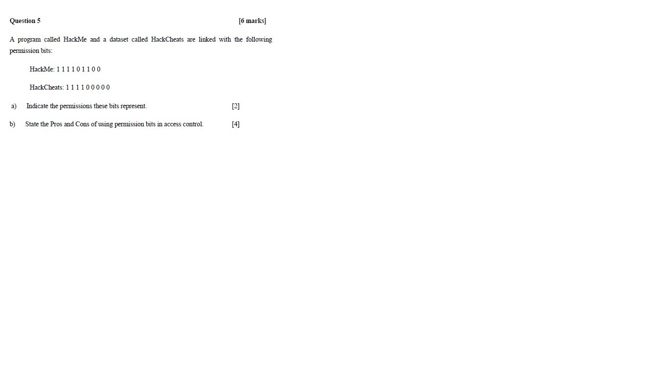 Solved Question 5 [6 marks] A program called HackMe and a | Chegg.com