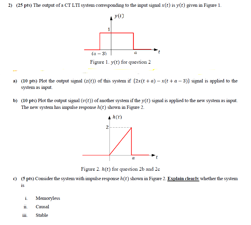 2) (25 pts) The output of a CT LTI system | Chegg.com