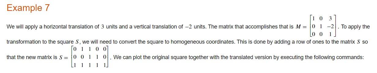 Solved 1 Consider the translated square MS in EXAMPLE 7. • | Chegg.com