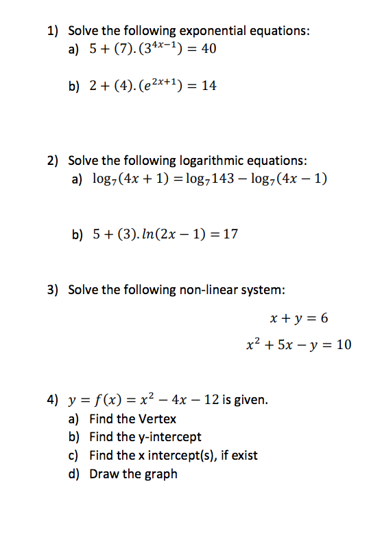 Solved 1) Solve the following exponential equations: a) 5+ | Chegg.com