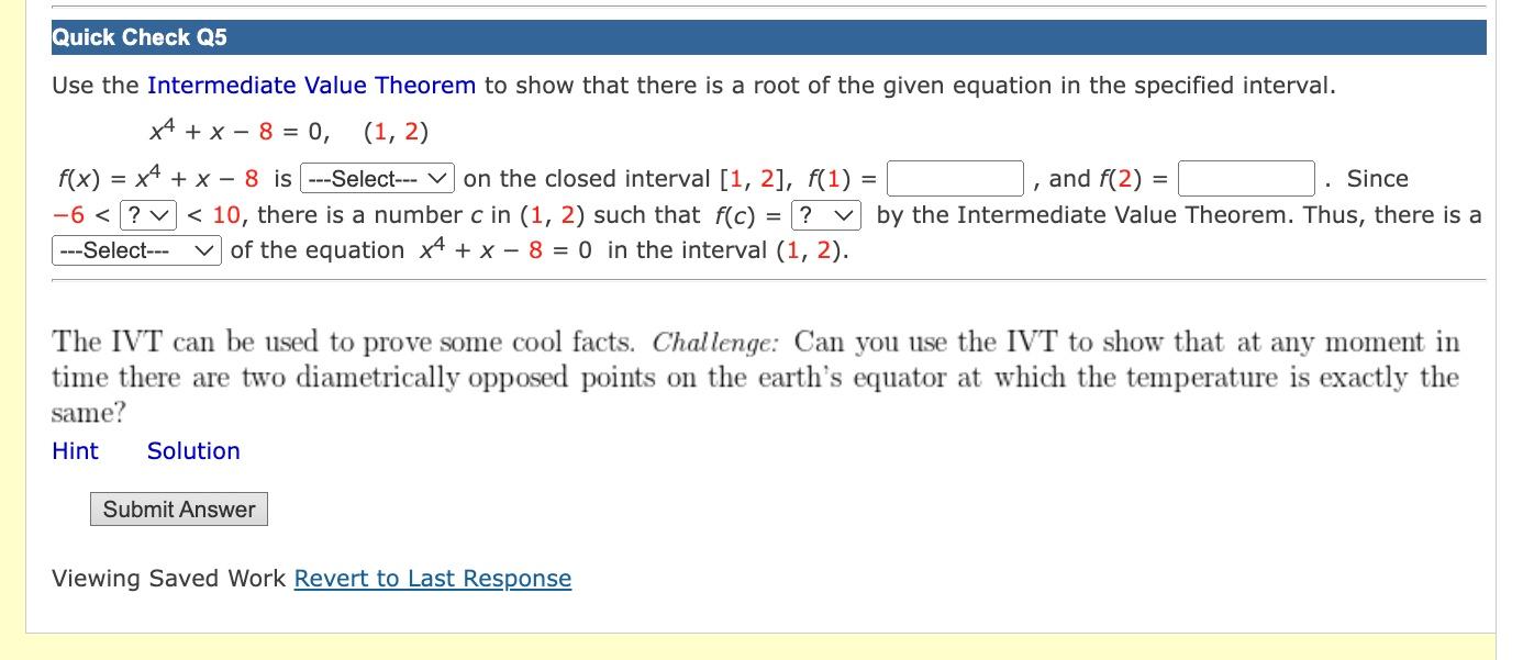 Solved Use the Intermediate Value Theorem to show that there | Chegg.com