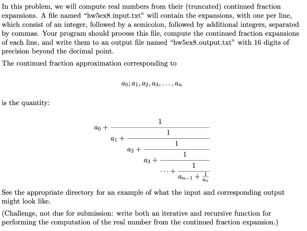 Solved In this problem, we will compute real numbers from | Chegg.com