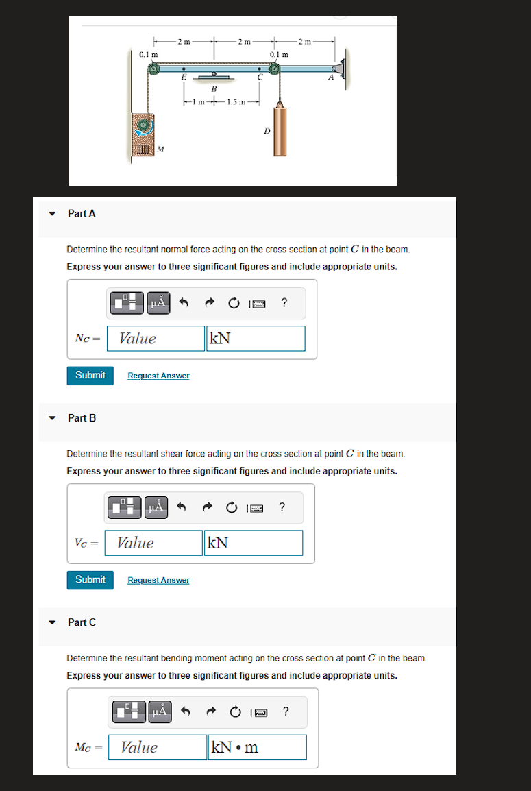 Solved The load D has a mass of 360 kg and is being hoisted | Chegg.com