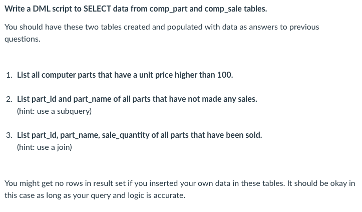 Solved Write a DDL script to CREATE the two tables as | Chegg.com