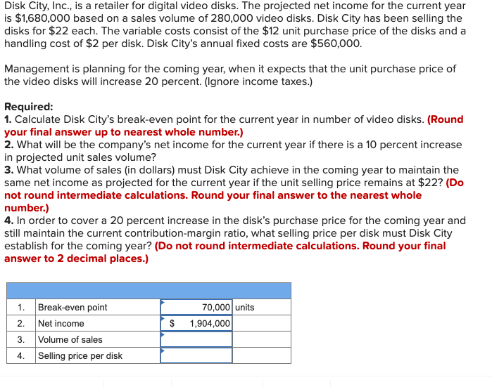 Solved Disk City Inc Is A Retailer For Digital Video Chegg Com