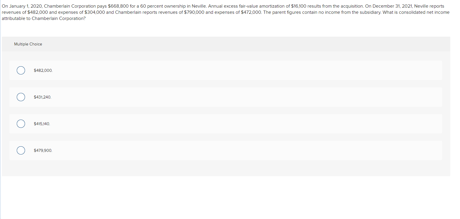 Solved On January 1, 2020, Chamberlain Corporation pays | Chegg.com
