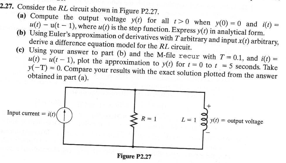 Solved 2.27. Consider the RL circuit shown in Figure P2.27. | Chegg.com