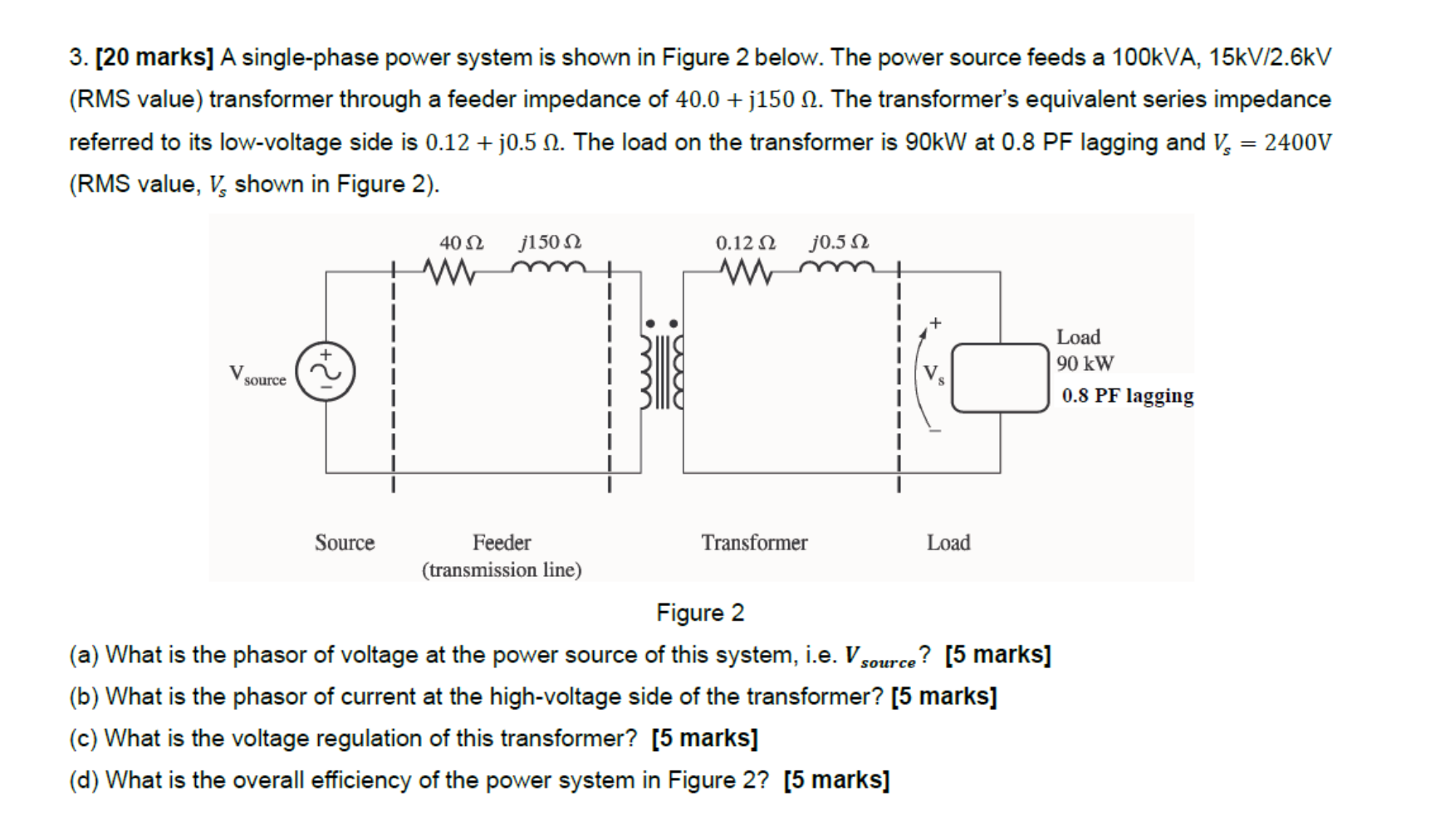 Solved 3. [20 Marks] A Single-phase Power System Is Shown In | Chegg.com