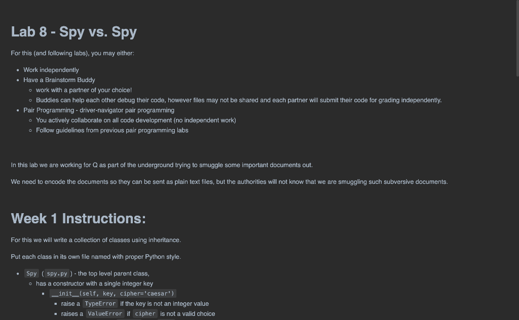 Lab 8 - Spy vs. Spy For this (and following labs), | Chegg.com