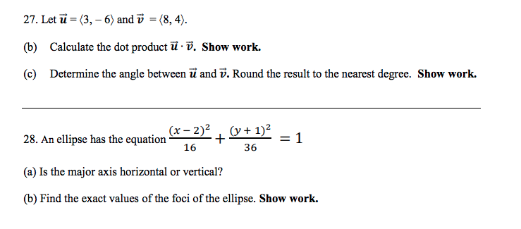 Solved 27 Let U 3 6 Andv 8 4 B Calculate The Dot