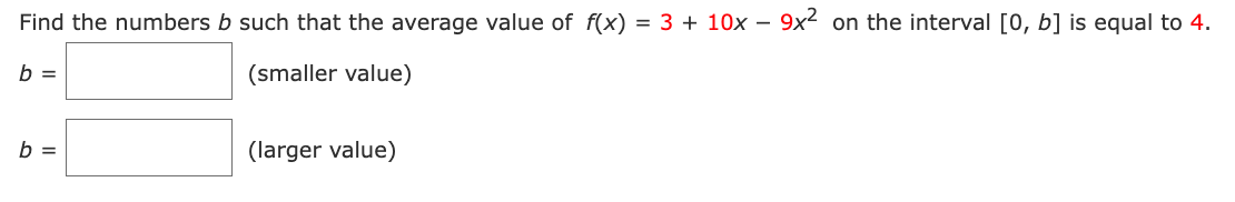 Solved Find The Numbers B Such That The Average Value Of | Chegg.com