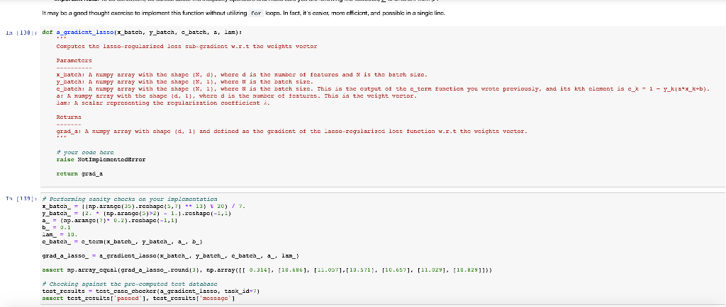 Solved write a function a_gradient_lasso that computes | Chegg.com